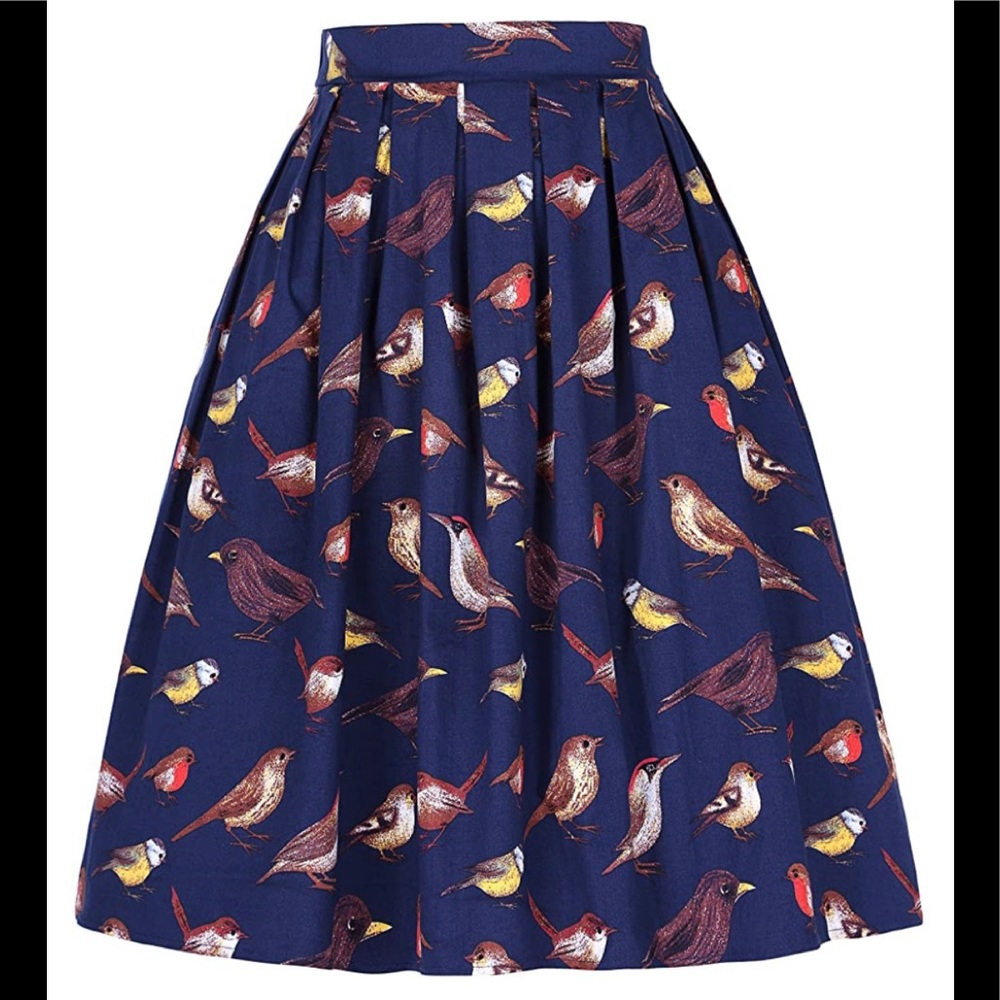 Women Pleated Vintage Skirts Floral Print